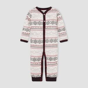 Burt's Bees Baby Baby Girls' Organic Cotton Snowy Fair Isle Jumpsuit 3/6m NWT